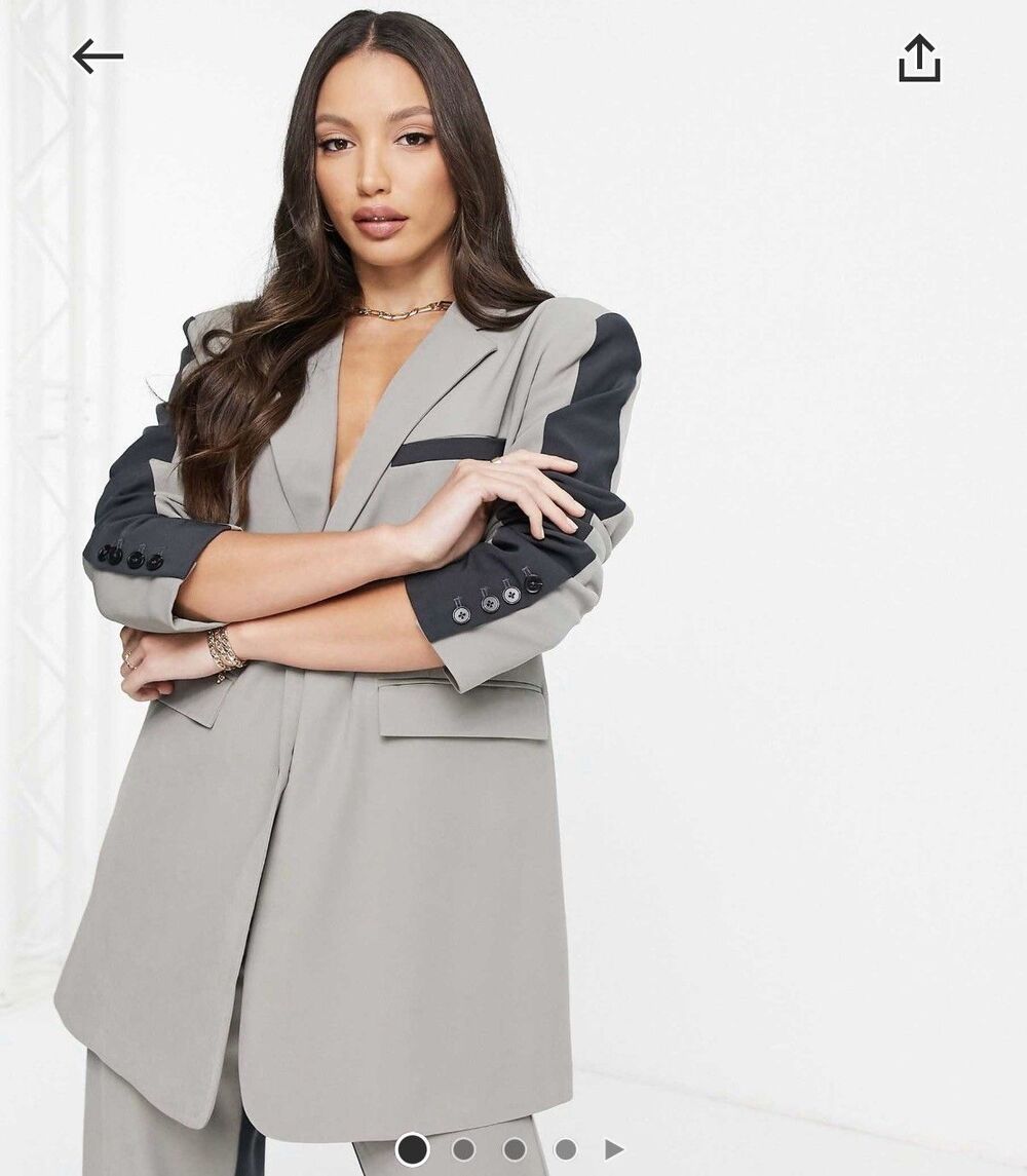 4th & Reckless Oversized Color Block Long Sleeve Blazer in a Muted Grey Size S